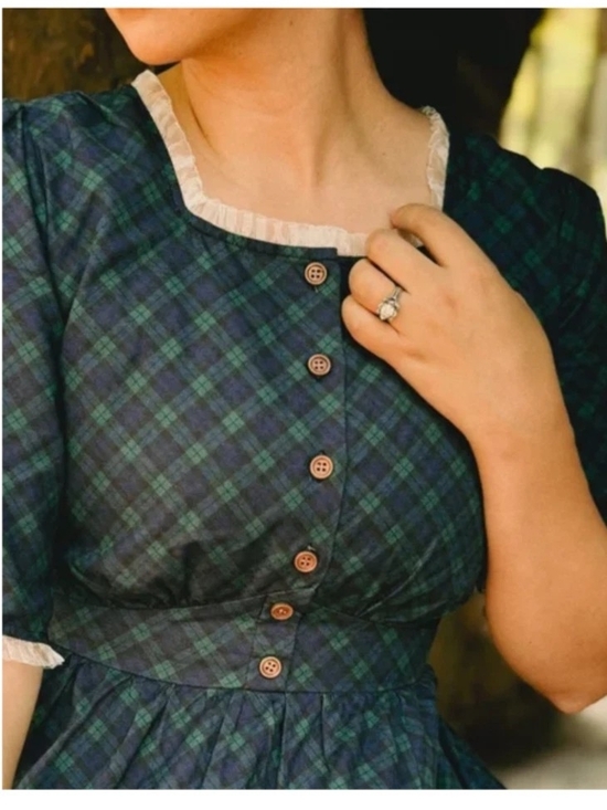 Super Cute Dresses Dresses & Skirts - Linen/Cotton Maxi Dress FIONA KEEPSAKE NWT Plaid Green & Navy